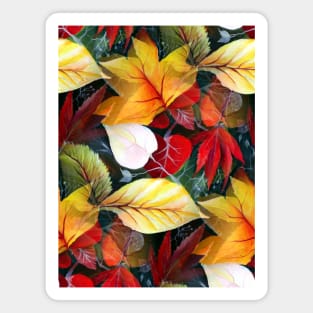 Ephemeral Autumn Foliage in Watercolor Vivid Bold Eath Colors Magnet